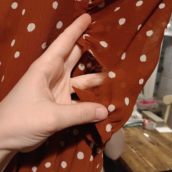 Smocked-Waist Mini Dress in Inkspot Dots Size Medium *flawed* - Picture 6 of 8